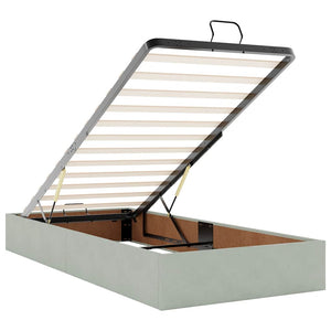 Ottoman Bett Hellgrau Samt 90x190 cm
