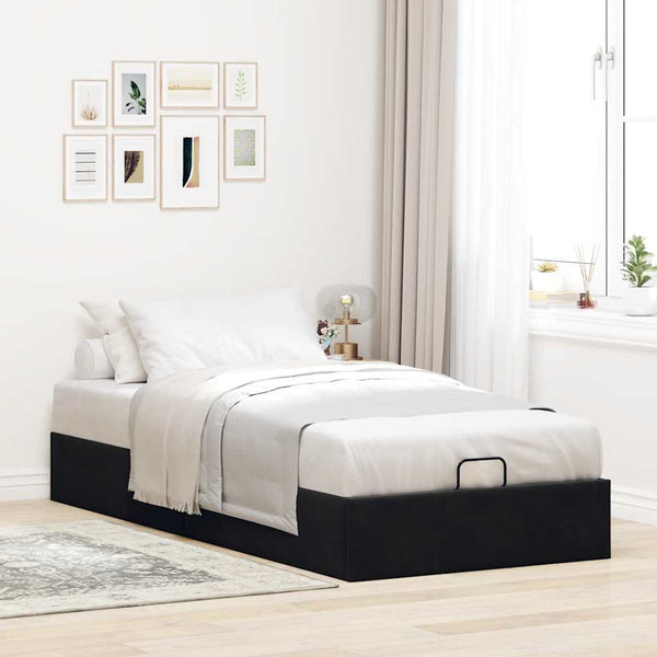 Ottoman Bett Schwarz 90x190 cm Samt