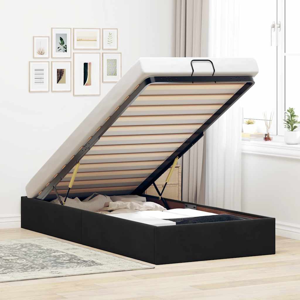 Ottoman Bett Schwarz 90x190 cm Samt