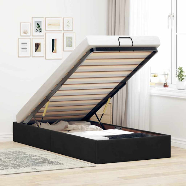 Ottoman Bett Schwarz 90x190 cm Samt