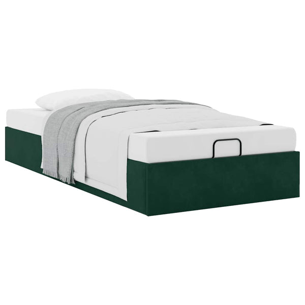 Ottoman Bett Dunkelgrün 90x190 cm Samt