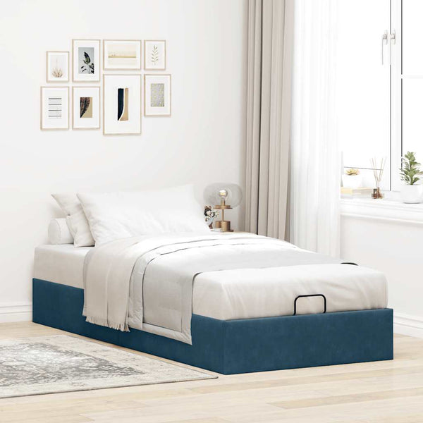 Ottoman Bett Dunkelblau 90x190 cm Samt
