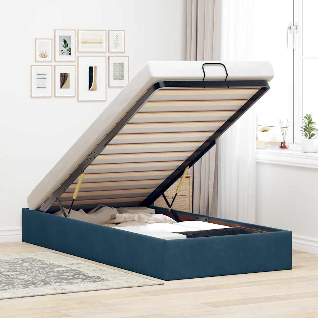Ottoman Bett Dunkelblau 90x190 cm Samt