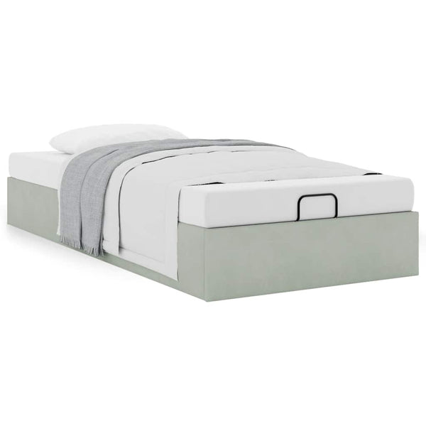 Ottoman Bett 90x200 cm Hellgrau Samt