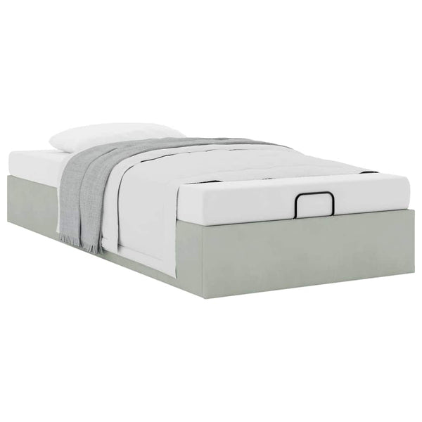 Ottoman Bett 90x200 cm Hellgrau Samt