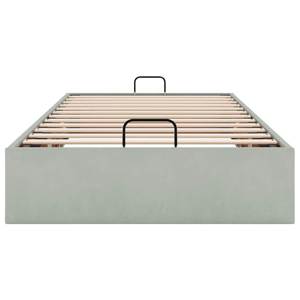 Ottoman Bett 90x200 cm Hellgrau Samt
