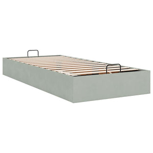 Ottoman Bett 90x200 cm Hellgrau Samt