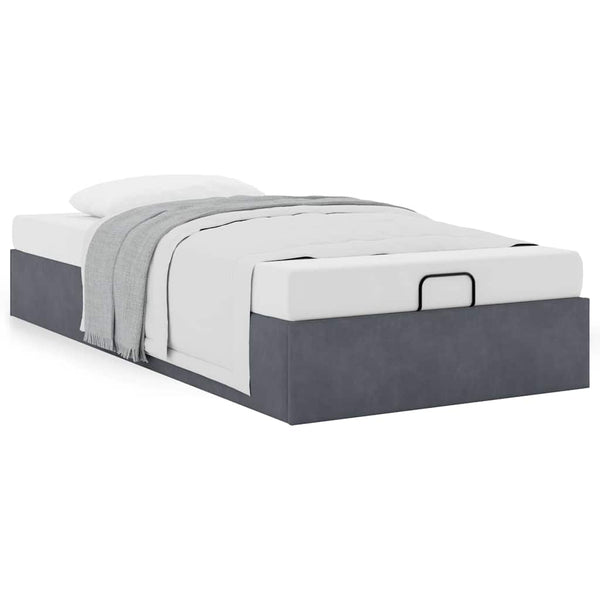 Ottoman Bett Dunkelgrau Samt 90x200 cm