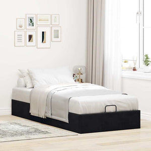 Ottoman Bett Schwarz Samt 90x200 cm