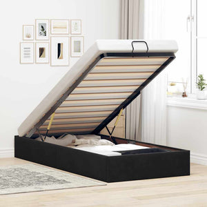 Ottoman Bett Schwarz Samt 90x200 cm