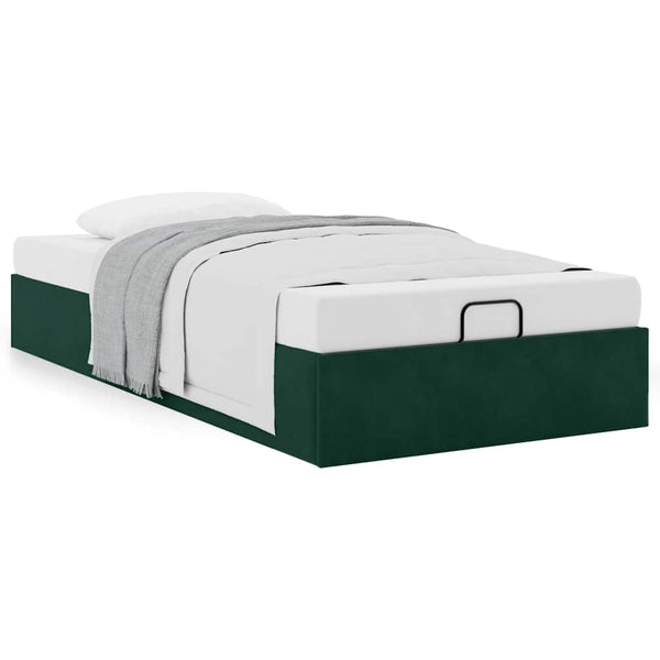Ottoman Bett Dunkelgrün 90x200 cm Samt
