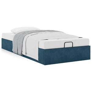 Ottoman Bett 90x200 cm Dunkelblau Samt