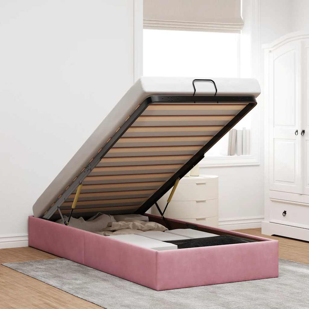 Ottoman Bett Rosa 90x200 cm Samt