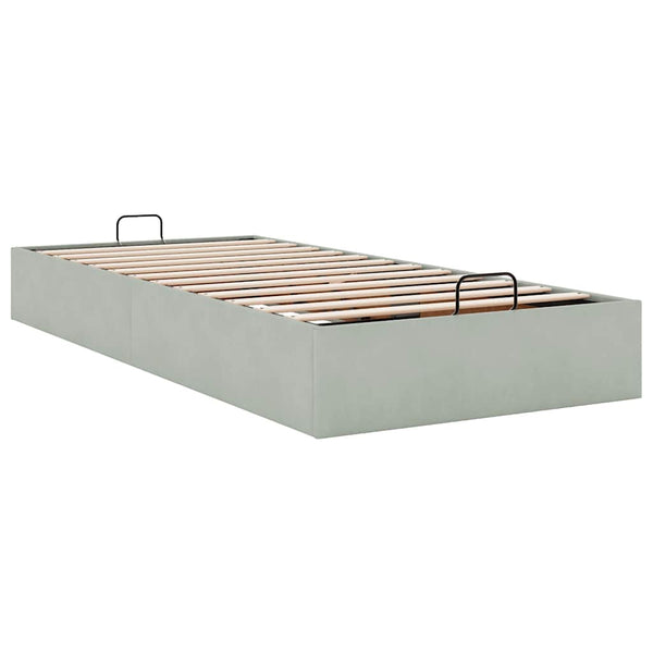 Ottoman Bett 100x200 cm Hellgrau Samt