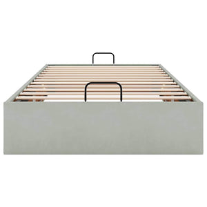Ottoman Bett 100x200 cm Hellgrau Samt