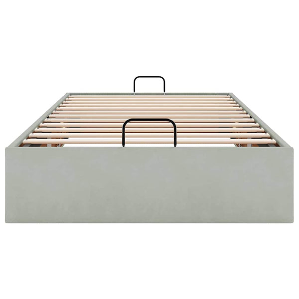 Ottoman Bett 100x200 cm Hellgrau Samt