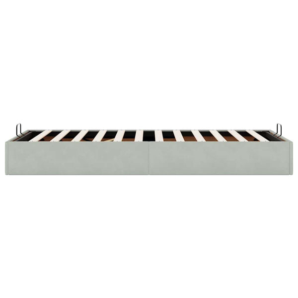 Ottoman Bett 100x200 cm Hellgrau Samt