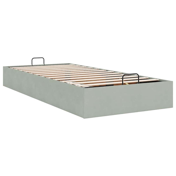 Ottoman Bett 100x200 cm Hellgrau Samt