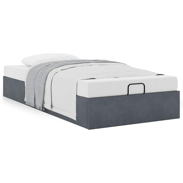 Ottoman Bett 100x200 cm Dunkelgrau Samt