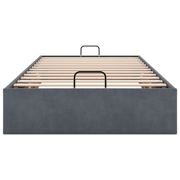 Ottoman Bett 100x200 cm Dunkelgrau Samt
