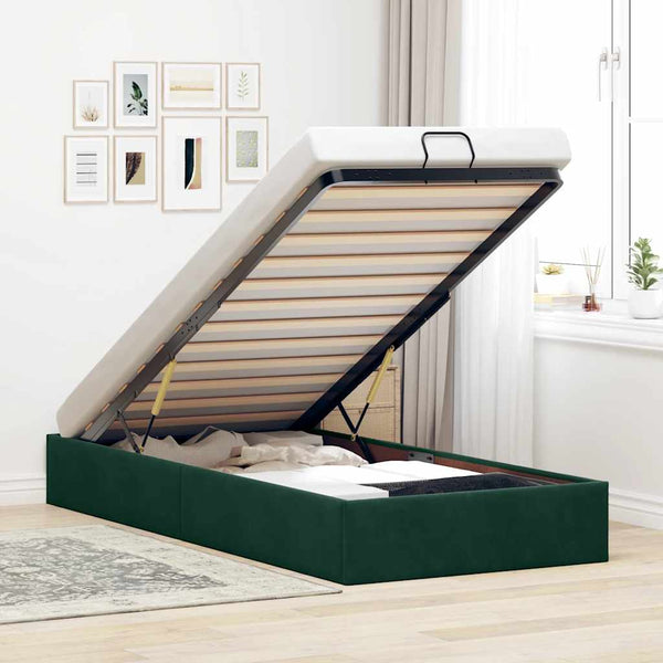 Ottoman Bett Dunkelgrün 100x200 cm