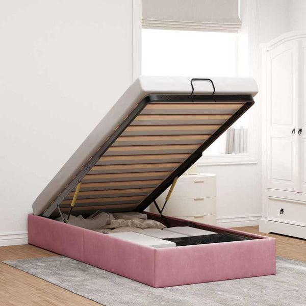 Ottoman Bett Rosa Samt 100x200 cm