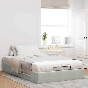 Ottomanbett Hellgrau Samt 120x190 cm