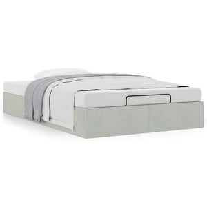 Ottomanbett Hellgrau Samt 120x190 cm
