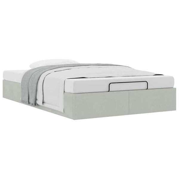 Ottomanbett Hellgrau Samt 120x190 cm