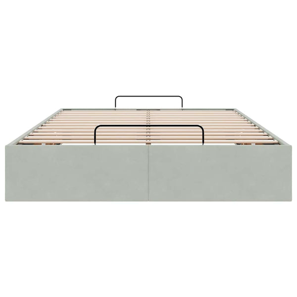Ottomanbett Hellgrau Samt 120x190 cm