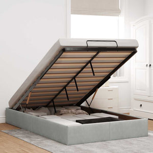 Ottomanbett Hellgrau Samt 120x190 cm