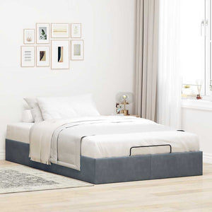 Ottoman Bett Dunkelgrau 120x190 cm Samt