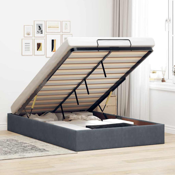 Ottoman Bett Dunkelgrau 120x190 cm Samt