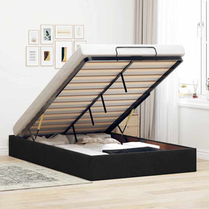 Ottoman Bett Schwarz Samt 120x190 cm