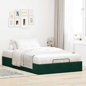 Ottoman Bett Dunkelgrün 120x190 cm Samt