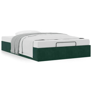 Ottoman Bett Dunkelgrün 120x190 cm Samt