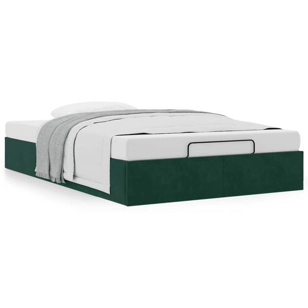 Ottoman Bett Dunkelgrün 120x190 cm Samt