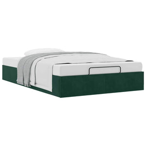 Ottoman Bett Dunkelgrün 120x190 cm Samt