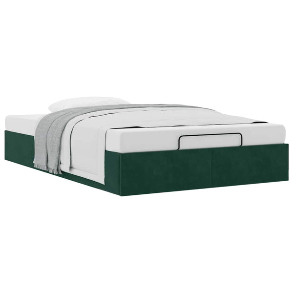 Ottoman Bett Dunkelgrün 120x190 cm Samt