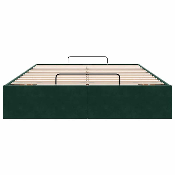 Ottoman Bett Dunkelgrün 120x190 cm Samt
