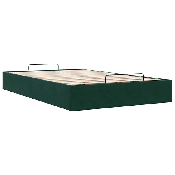 Ottoman Bett Dunkelgrün 120x190 cm Samt