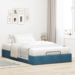 Ottoman Bett Dunkelblau 120x190 cm Samt