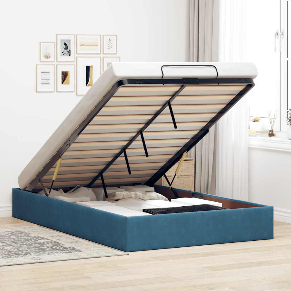 Ottoman Bett Dunkelblau 120x190 cm Samt