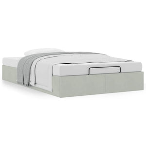 Ottoman Bett 120x200 cm Hellgrau Samt