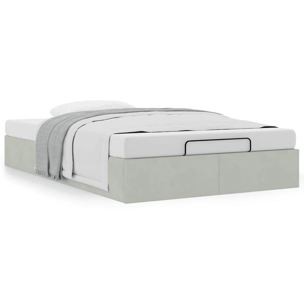 Ottoman Bett 120x200 cm Hellgrau Samt