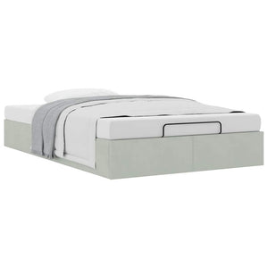 Ottoman Bett 120x200 cm Hellgrau Samt