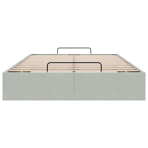 Ottoman Bett 120x200 cm Hellgrau Samt