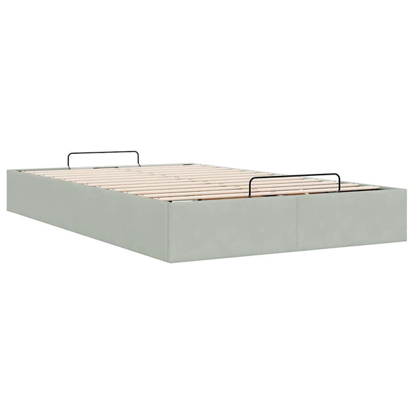 Ottoman Bett 120x200 cm Hellgrau Samt