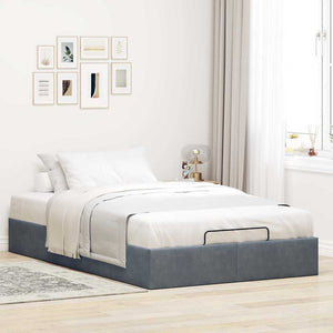 Ottoman Bett 120x200 cm Dunkelgrau Samt