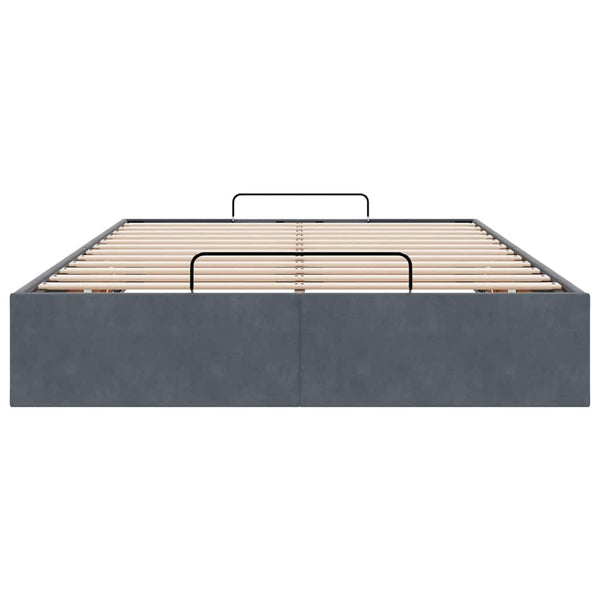 Ottoman Bett 120x200 cm Dunkelgrau Samt